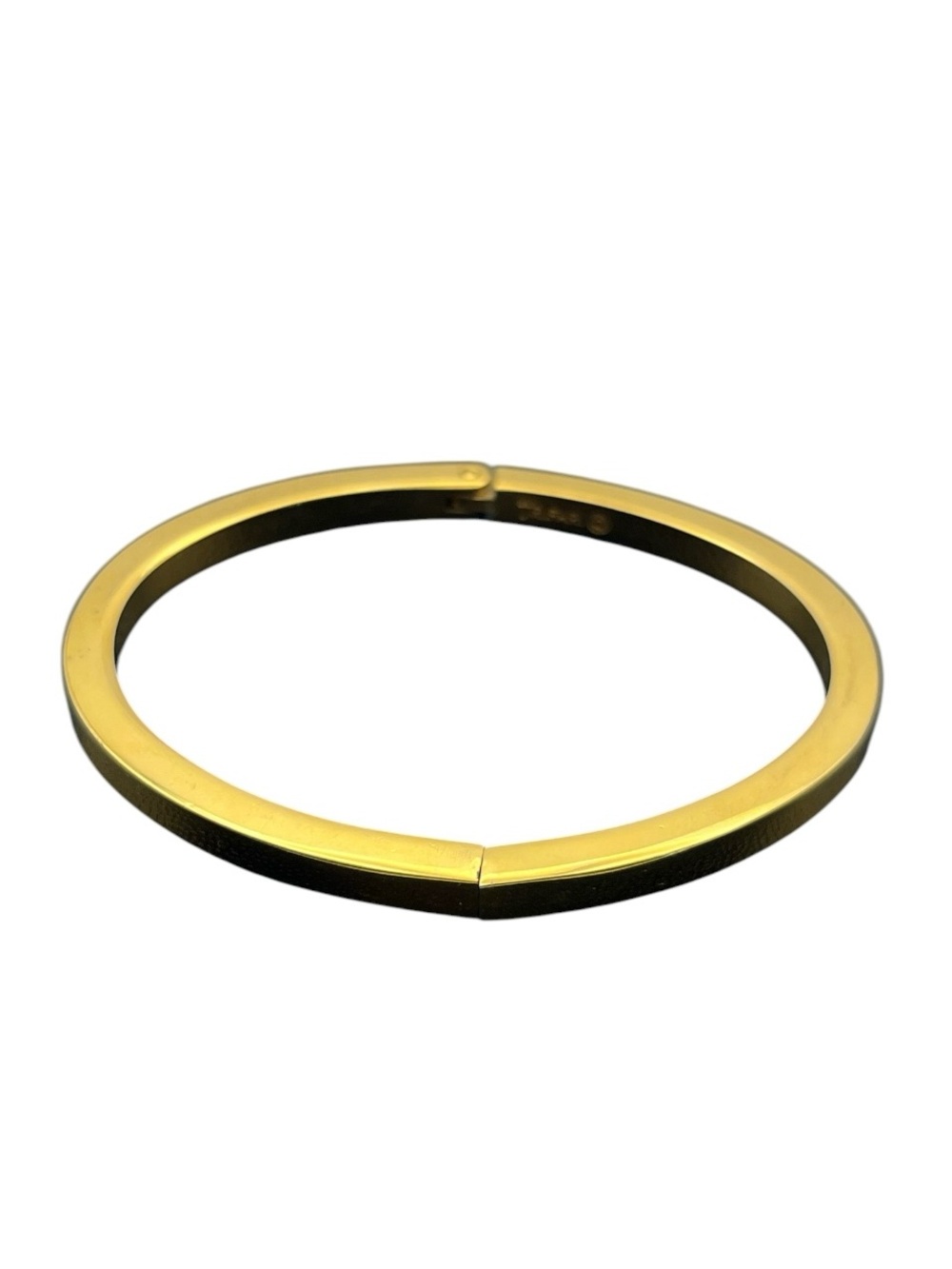 Crown Trifari gold tone oval sleek bangle bracelet vintage abstract shape
